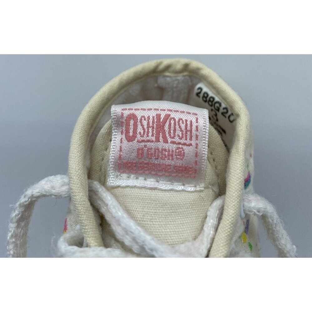 Vintage OshKosh B’Gosh Infant Baby Girls Shoes 1990’s Size 3 Cream Multicolour - Picture 7 of 12